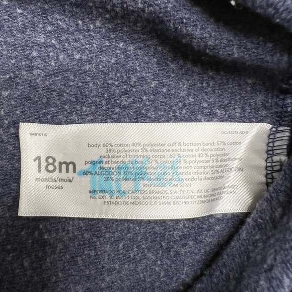Carter's 18 M Blue Baby Boy Zipper Hoodie Jacket - Picture 8 of 9